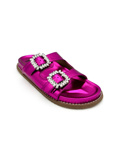 Stellar Rhinestone Buckle Slides in Fuschia Southern Soul Collectives