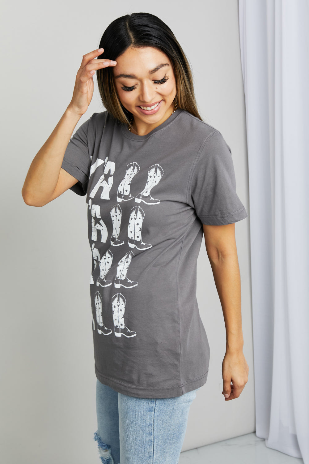 mineB Y'ALL Cowboy Boots Graphic Tee in Charcoal  Southern Soul Collectives 