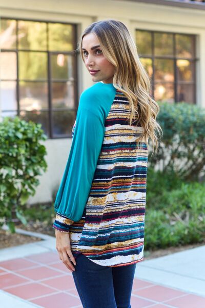 Striped Contrast Long Sleeve Top  Southern Soul Collectives