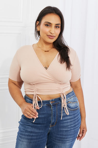 Back To Simple Ribbed Front Scrunched Crop Top in Blush  Southern Soul Collectives 