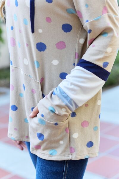 Polka Dot Drawstring Hoodie Top  Southern Soul Collectives