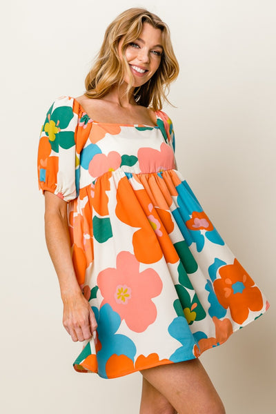 BiBi Floral Puff Sleeve Mini Dress Southern Soul Collectives