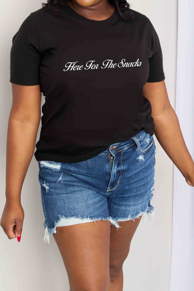 Simply Love Full Size HERE FOR THE SNACKS Graphic Cotton T-Shirt  Southern Soul Collectives 
