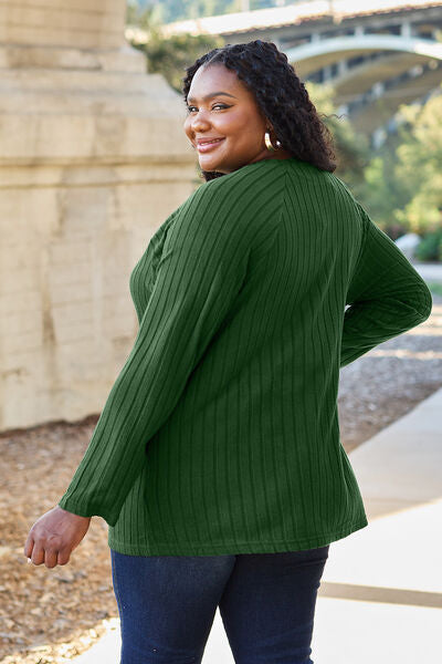 Basic Bae Full Size Ribbed Round Neck Long Sleeve Knit Top  Southern Soul Collectives