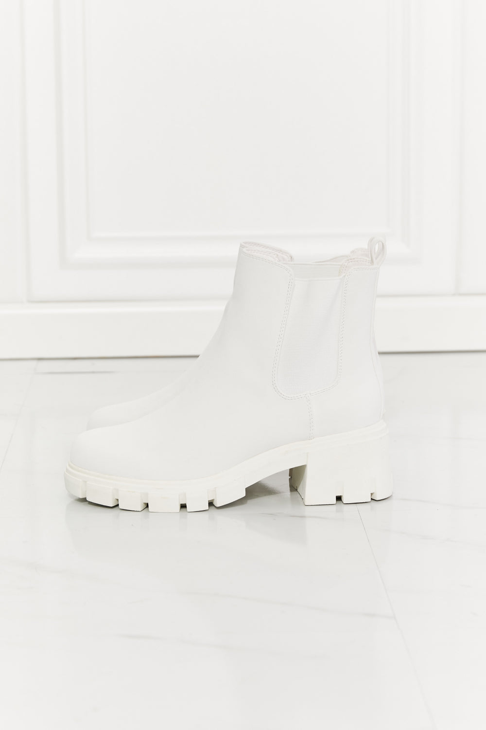 Work For It Matte Lug Sole Chelsea Boots in White  Southern Soul Collectives 