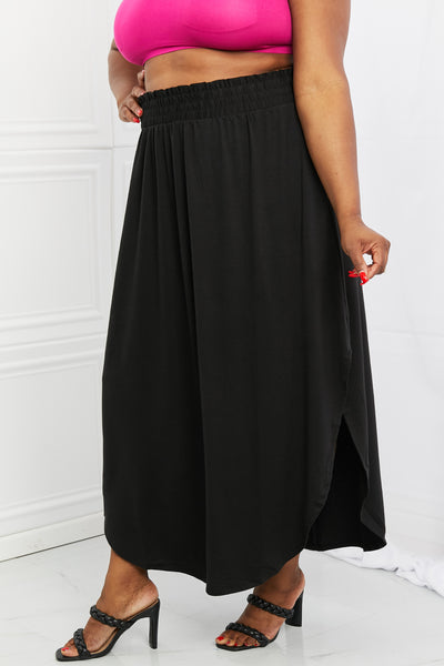 Zenana It's My Time Side Scoop Scrunch Skirt in Black  Southern Soul Collectives 