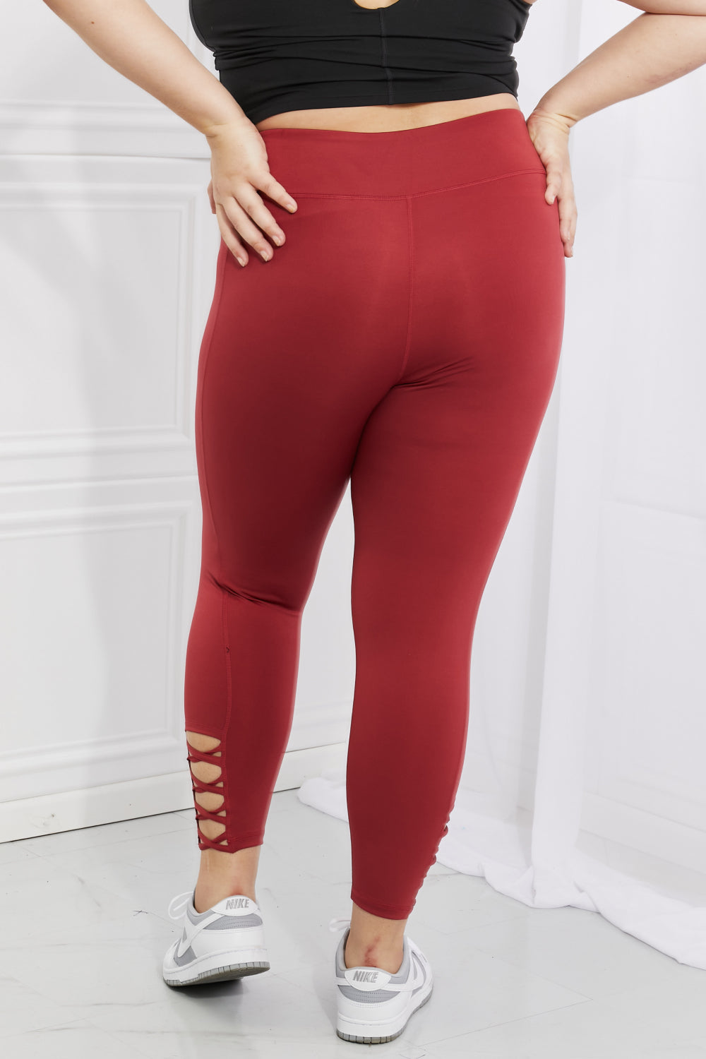 Ready For Action Ankle Cutout Active Leggings in Brick Red  Southern Soul Collectives 