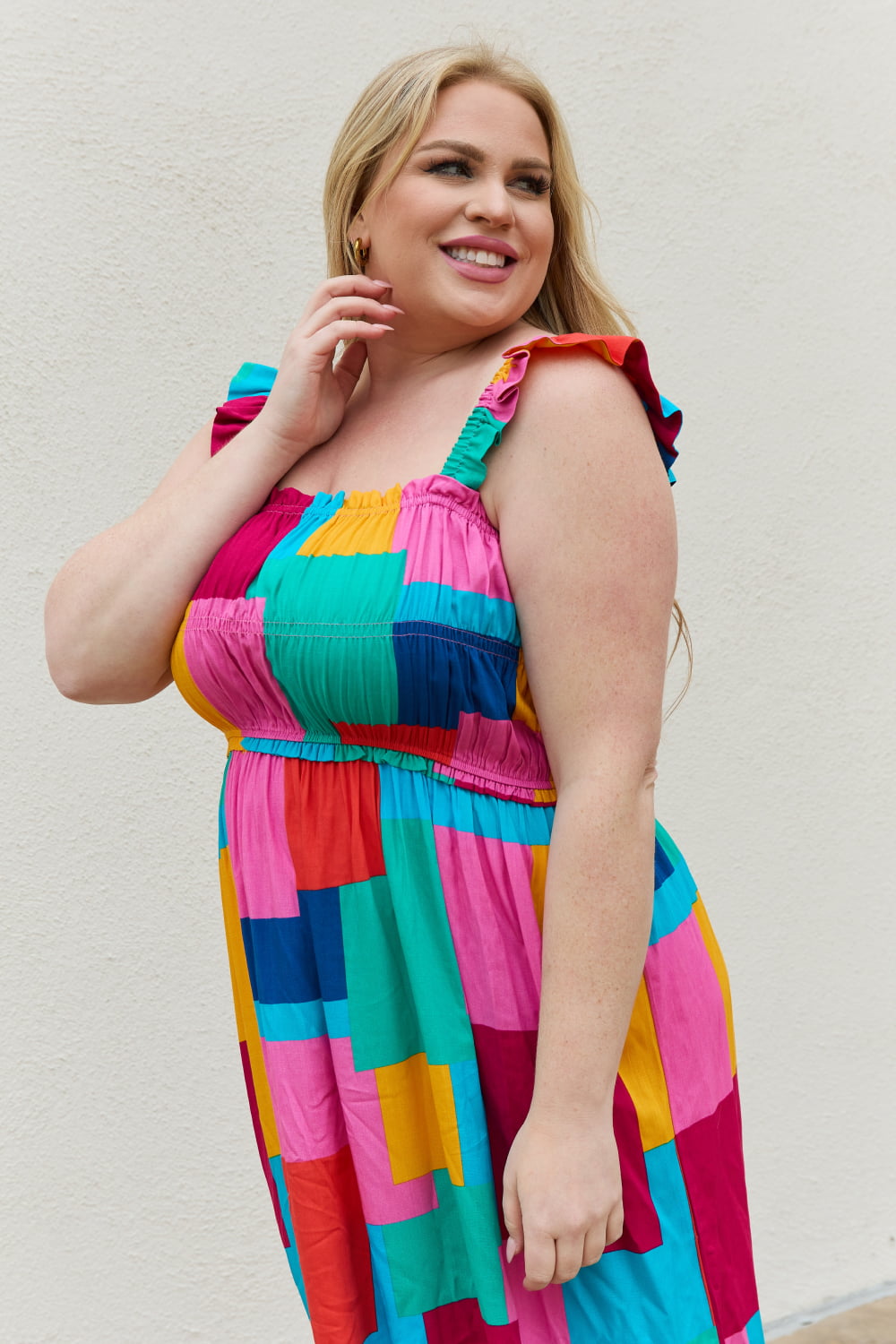 And The Why Multicolored Square Print Summer Dress  Southern Soul Collectives 