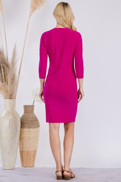 Celeste Full Size Round Neck Long Sleeve Slim Dress  Southern Soul Collectives