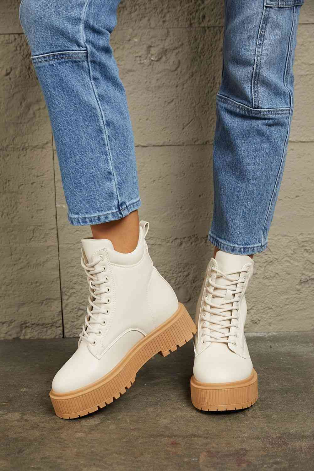 Platform Combat Boots in Ivory  Southern Soul Collectives