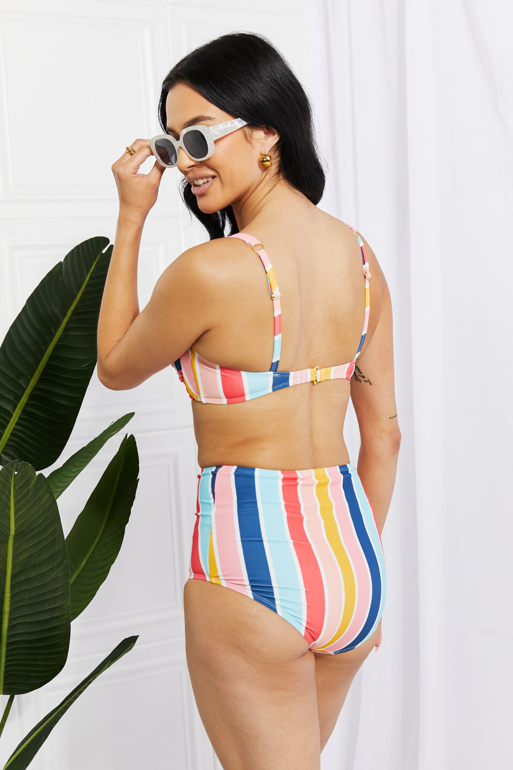 Take A Dip Twist High-Rise Bikini in Multi-color Stripe  Southern Soul Collectives 