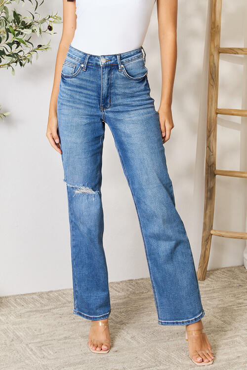 Judy Blue High Waist Distressed Straight Leg Jeans  Southern Soul Collectives