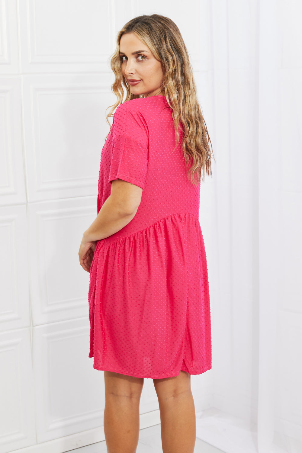 Another Day Swiss Dot Casual Dress in Fuchsia  Southern Soul Collectives 