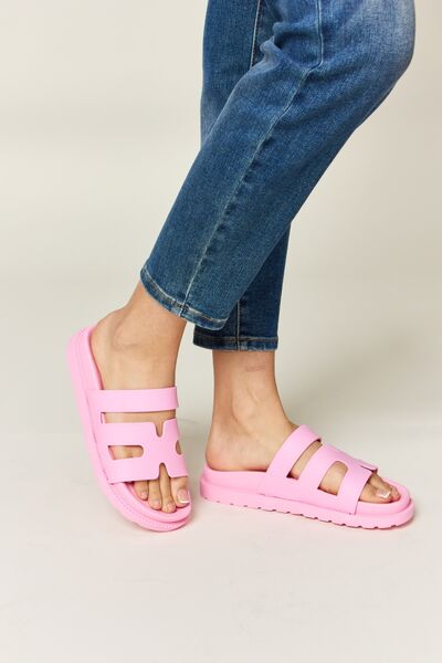 Cutout Open Toe Flat Sandals in Pink  Southern Soul Collectives