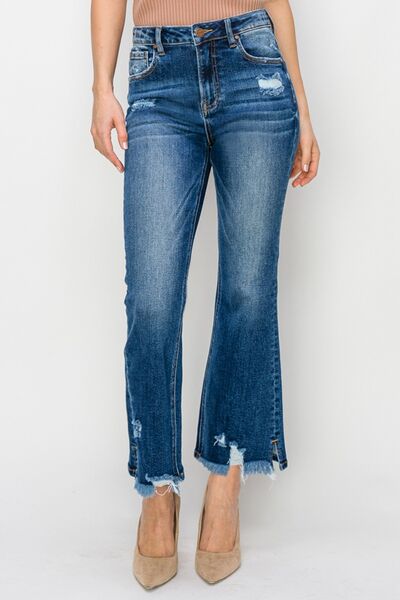 RISEN High Waist Raw Hem Flare Jeans  Southern Soul Collectives
