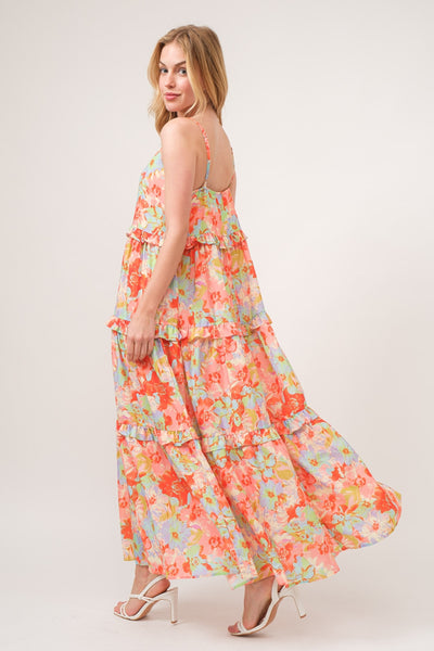 Floral Ruffled Tiered V Neck Maxi Cami Dress Southern Soul Collectives