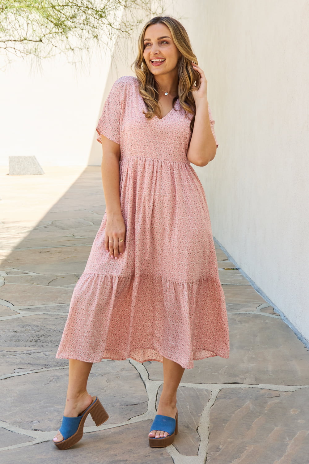 HEYSON Spring Baby Full Size Kimono Sleeve Midi Dress in Peach  Southern Soul Collectives 