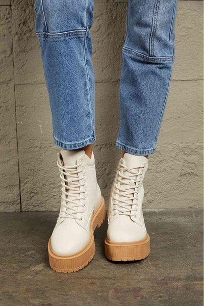 Platform Combat Boots in Ivory  Southern Soul Collectives
