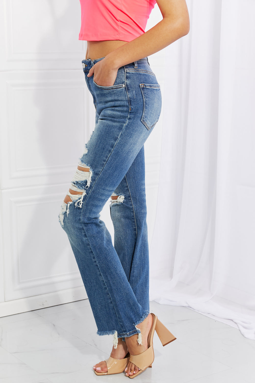 RISEN Full Size Hazel High Rise Distressed Flare Jeans  Southern Soul Collectives 