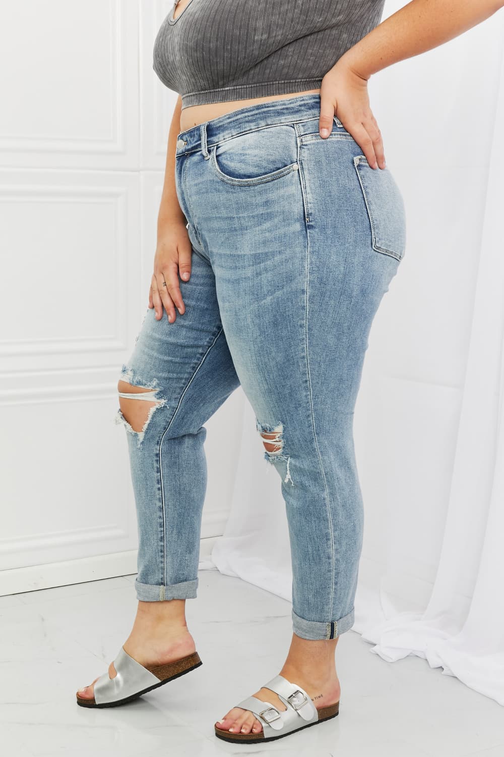 Judy Blue Malia Full Size Mid Rise Boyfriend Jeans  Southern Soul Collectives 