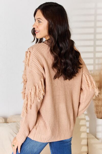 And The Why Tassel Detail Long Sleeve Sweater in Dusty Pink Peach  Southern Soul Collectives