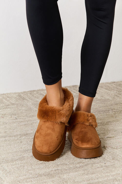 Fall Furry Chunky Platform Ankle Boots in Camel  Southern Soul Collectives