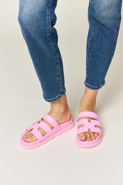 Cutout Open Toe Flat Sandals in Pink  Southern Soul Collectives