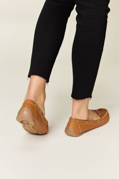 Moccasin Style Front Bow Flat Loafers in Tan  Southern Soul Collectives