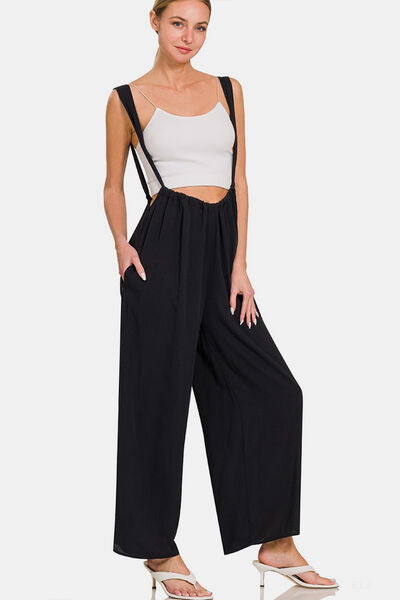 Zenana Tie Back Suspender Jumpsuit with Pockets  Southern Soul Collectives