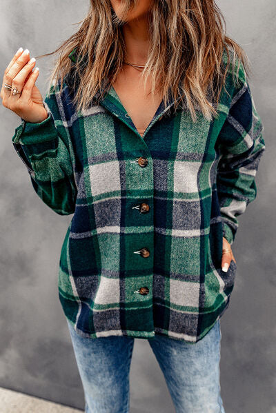 Button Up Plaid Hooded Jacket  Southern Soul Collectives