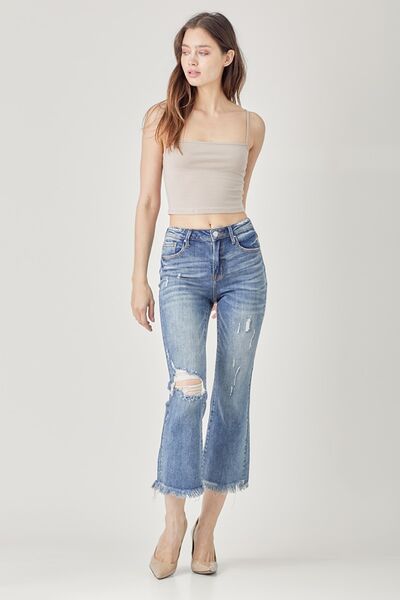 RISEN High Waist Distressed Cropped Bootcut Jeans  Southern Soul Collectives
