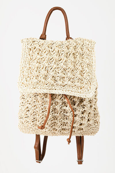 Straw Braided Vegan Leather Strap Backpack Bag  Southern Soul Collectives