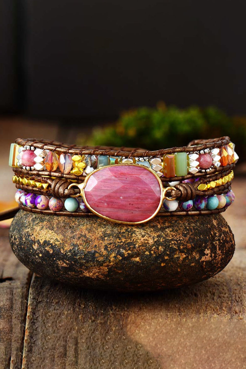 Handmade Crystal Beaded Natural Stone Bracelet  Southern Soul Collectives 