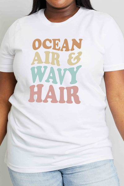 Simply Love Full Size OCEAN AIR & WAVY HAIR Graphic Cotton T-Shirt  Southern Soul Collectives 