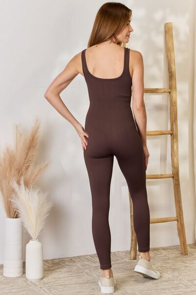 Ribbed Sleeveless Slim Activewear Jumpsuit in Brown  Southern Soul Collectives