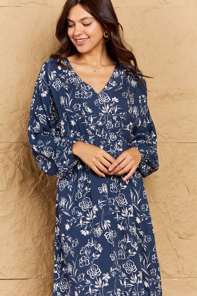HEYSON Night Out Full Size Balloon Sleeve Floral Midi Dress  Southern Soul Collectives 