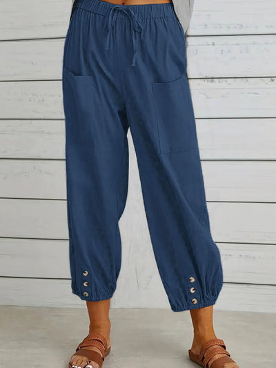 Decorative Button Cropped Pants  Southern Soul Collectives 