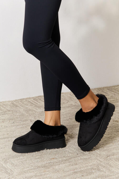 Fall Furry Chunky Platform Ankle Boots in Black  Southern Soul Collectives