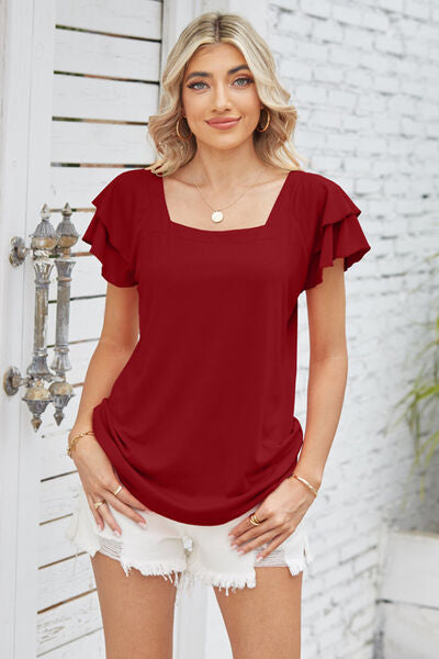 Square Neck Flutter Sleeve T-Shirt  Southern Soul Collectives