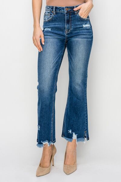 RISEN High Waist Raw Hem Flare Jeans  Southern Soul Collectives