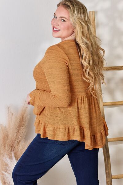 V-Neck Flounce Sleeve Babydoll Blouse in Rusty Orange  Southern Soul Collectives