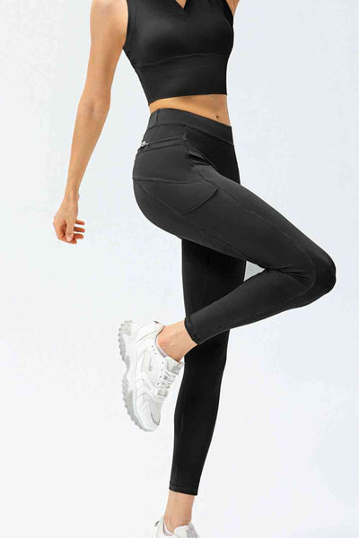 Slim Fit High Waist Sports Athletic Leggings with Pockets in Multiple Colors