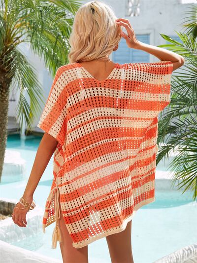 Tassel Openwork Striped V-Neck Cover Up in Multiple Colors  Southern Soul Collectives