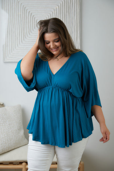 Storied Moments Draped Peplum Top in Teal Womens Southern Soul Collectives 