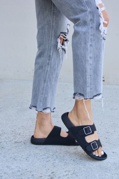 Black Double Buckle Open Toe Sandals  Southern Soul Collectives