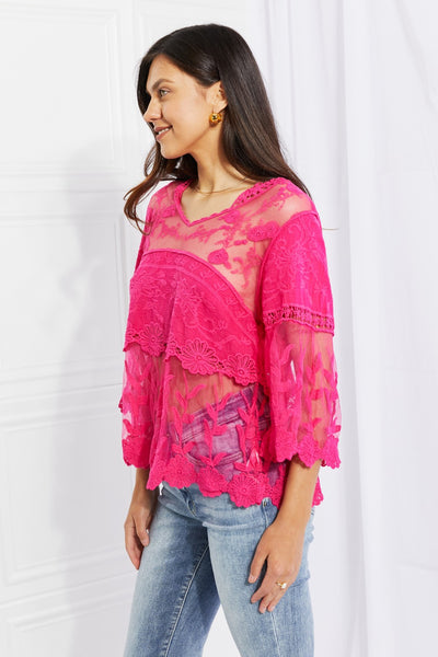 Lace Oasis Top in Hot Pink  Southern Soul Collectives 