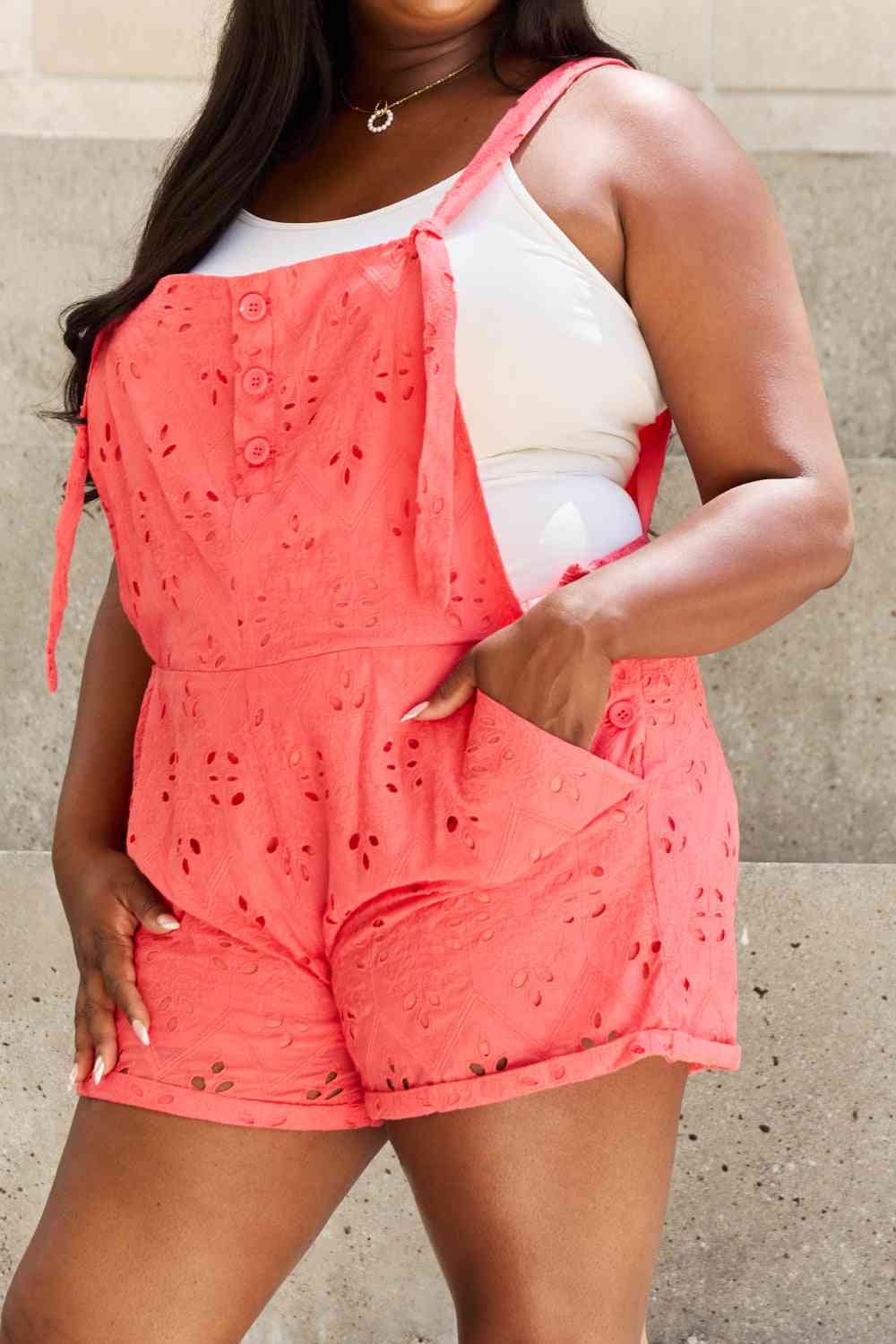 Playful Mindset Full Size Crochet Romper in Strawberry Pink  Southern Soul Collectives