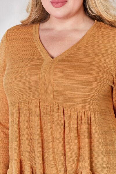 V-Neck Flounce Sleeve Babydoll Blouse in Rusty Orange  Southern Soul Collectives