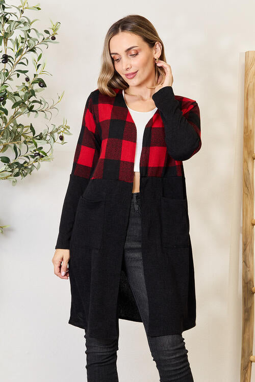 Buffalo Plaid Open Front Longline Cardigan - Southern Soul Collectives