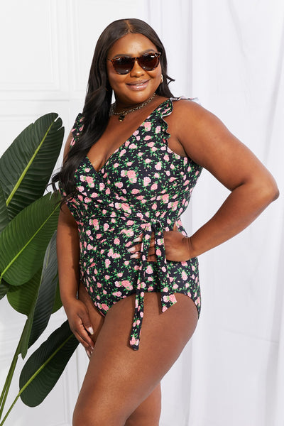 Float On Ruffle Faux Wrap One-Piece Swimsuit in Floral  Southern Soul Collectives 